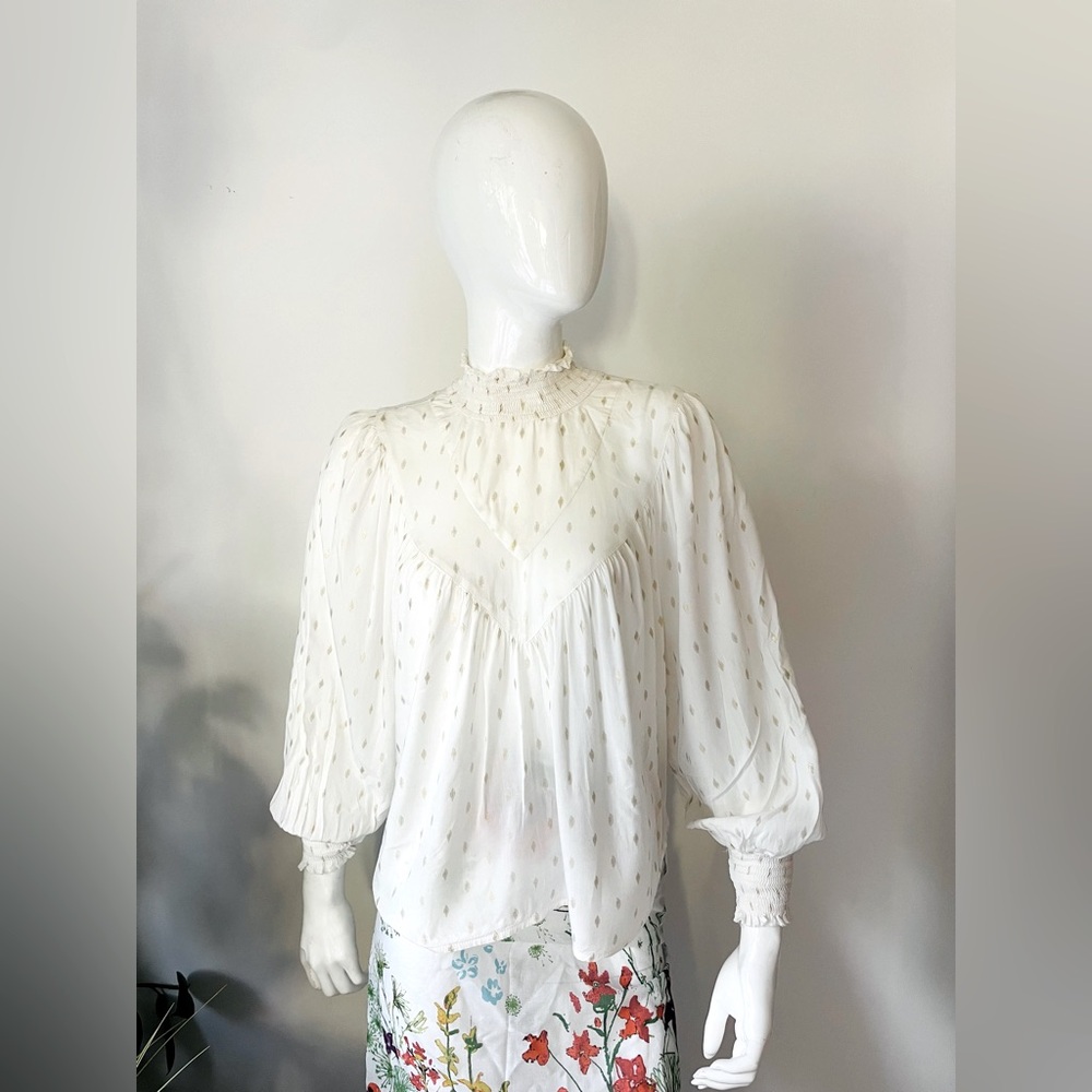solitaire ivory top with gold dots top Blouse